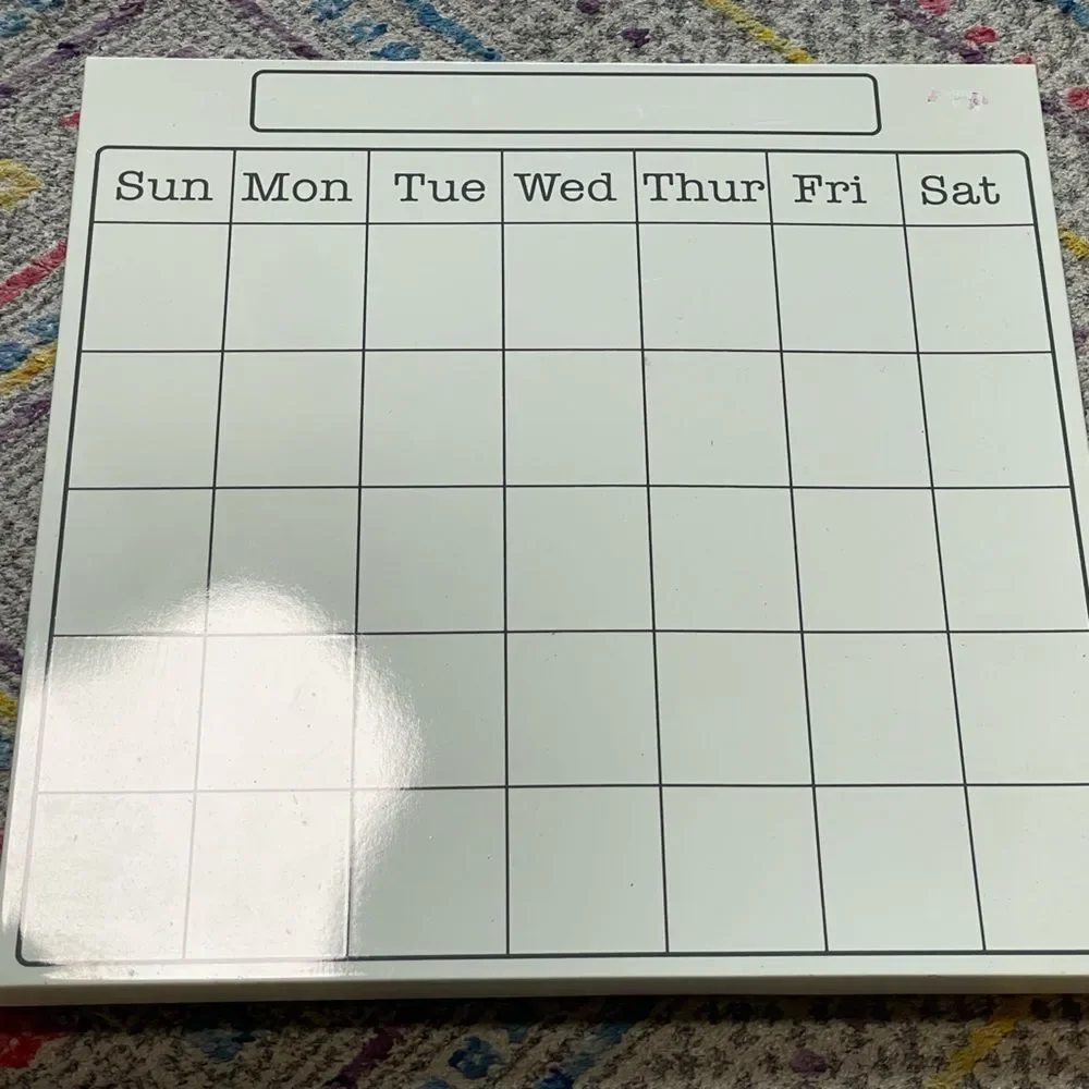 Dry Erase Wall Hanging Monthly Calendar Board with Days of the Week 16”x16”